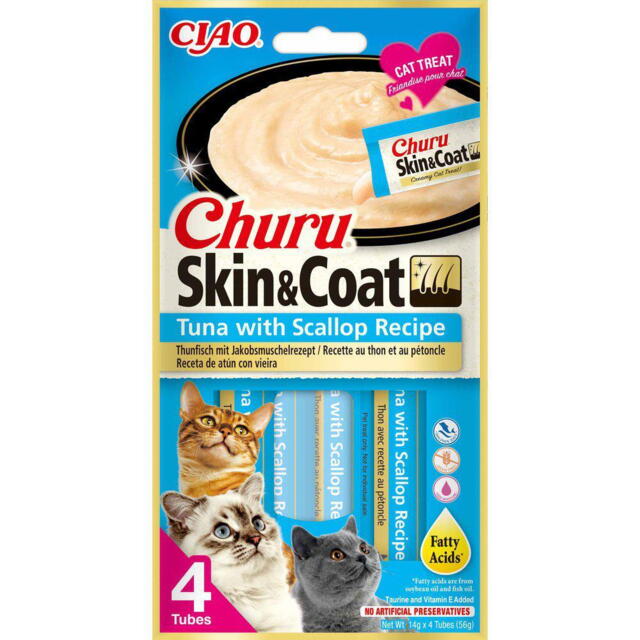 Churu Skin & Coat Tun & kammusling 4 Sticks