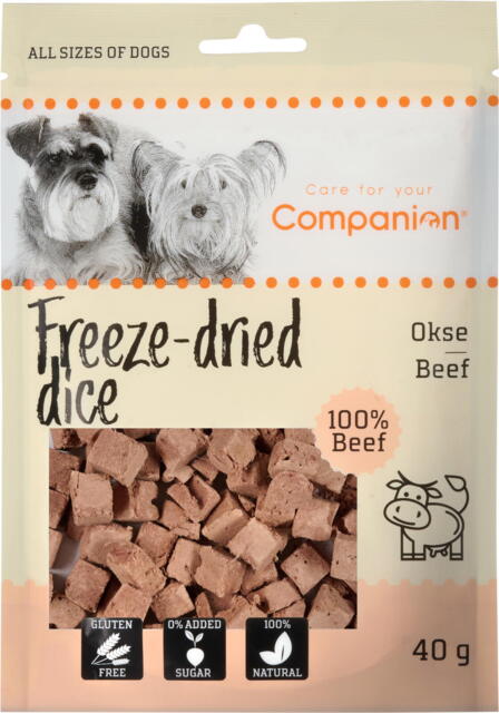 Companion freeze-dried dice - oksekød (UDSOLGT)