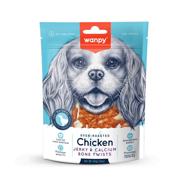 Wanpy Chicken Jerky & Calcium Bone Twists 100g