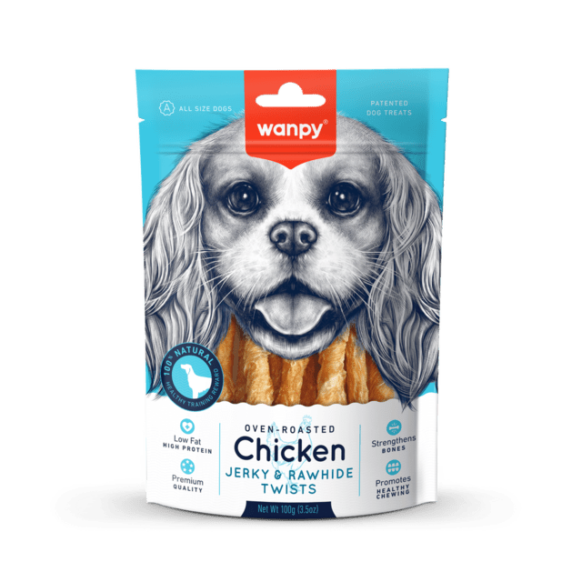 Wanpy Chicken Jerky & Rawhide Twists 100g