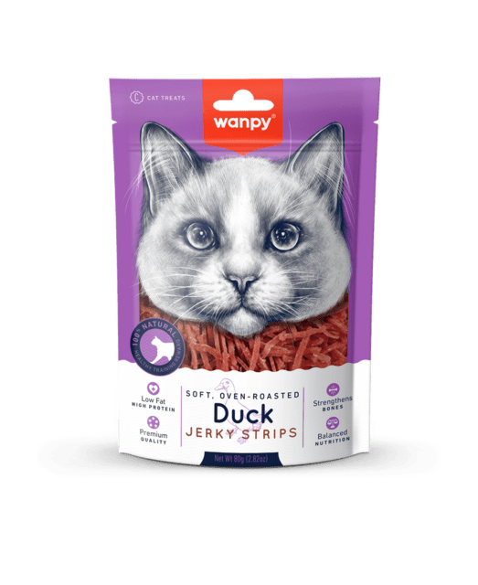 Wanpy Soft Duck Jerky Strips til kat 80g