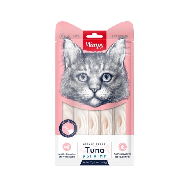 Wanpy Creamy Lickable Treat - Tuna & Shrimp 70g 5x14g