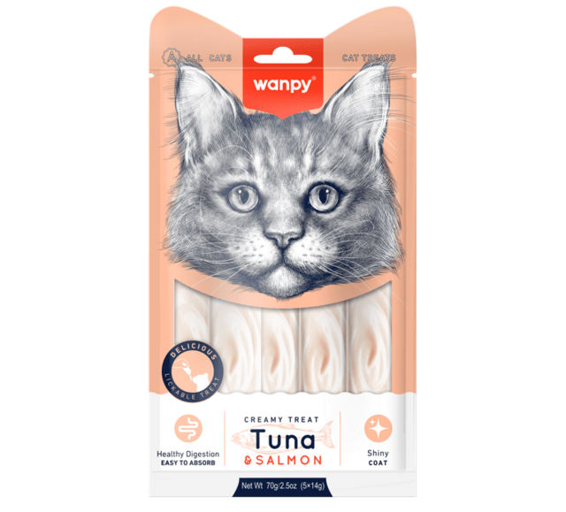 Wanpy Creamy Lickable Treat - Tuna & Salmon 70g 5x14g