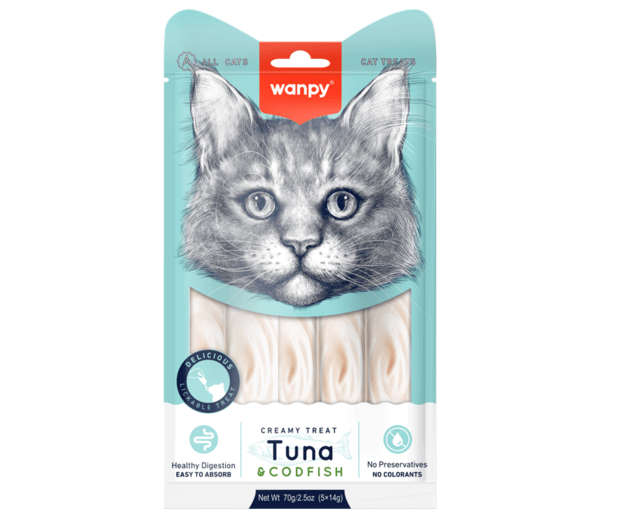 Wanpy Creamy Lickable Treat - Tuna & Codfish 70g 5x14g