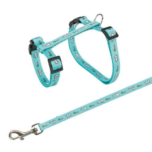 Rabbit harness with great colors and motif. With Line