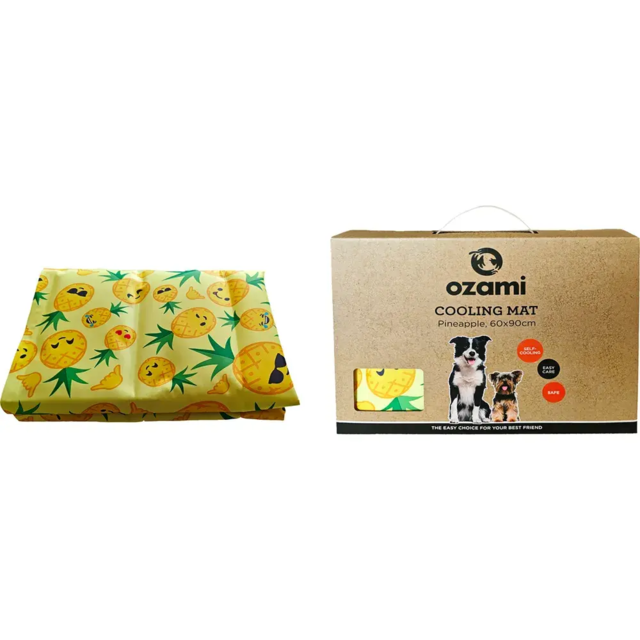 Ozami Cooling Mat Pineapple 60x90 cm – Kølemåtte til hunde med smart ananasdesign