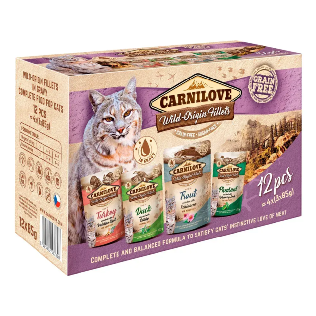 Carnilove Cat Pouch vådmad - multipack 12x85 g (UDSOLGT)