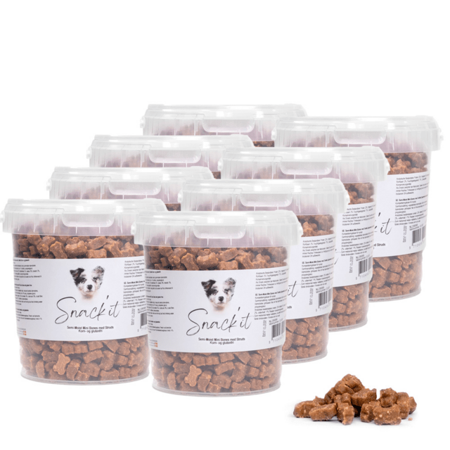 Snack’it Semi-Moist Mini Bones med Struds 500 g