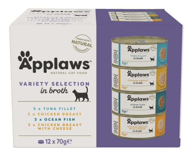 Applaws Cat Tin – Variety Selection in Broth 12x70g