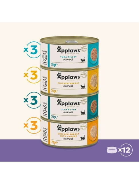 Applaws Cat Tin – Variety Selection in Broth 12x70g