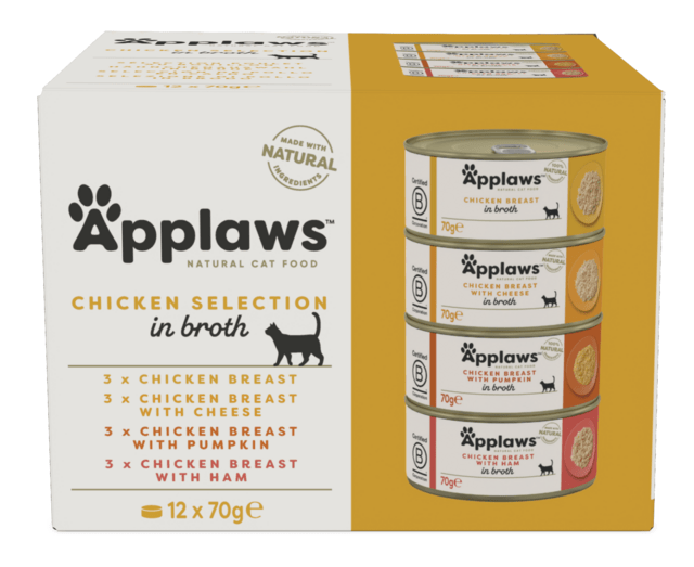 Applaws Cat Tin – Chicken Selection in Broth 12x70g