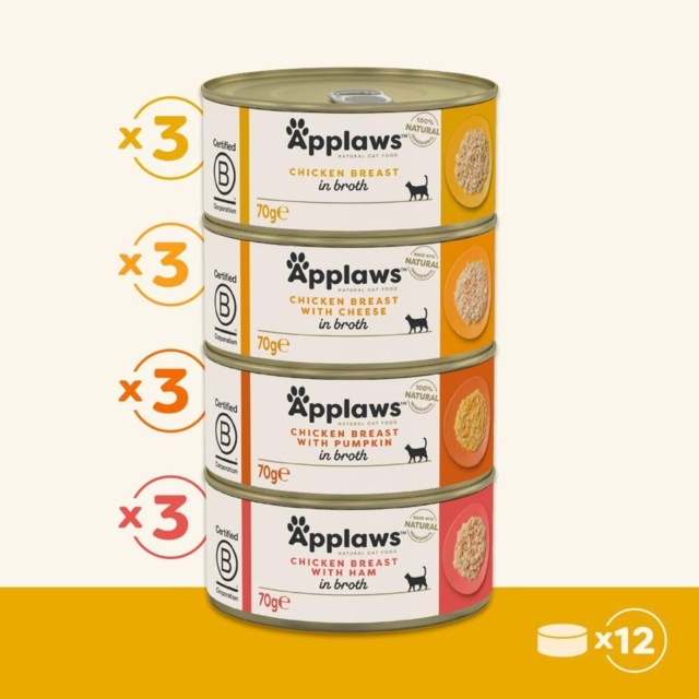 Applaws Cat Tin – Chicken Selection in Broth 12x70g