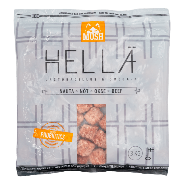 Hellä Okse – Proteinrigt fuldfoder til aktive hunde - 1 kg