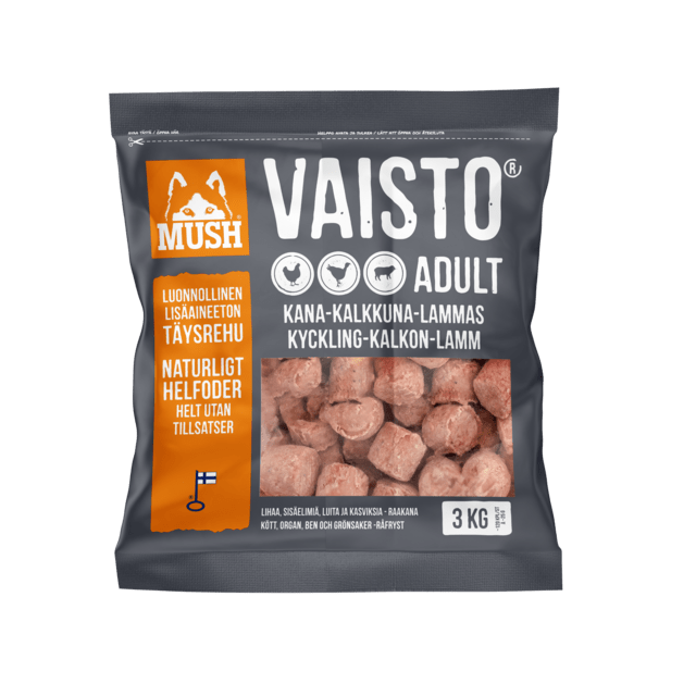 MUSH Vaisto® Grå (kylling, kalkun, lam) 3 kg