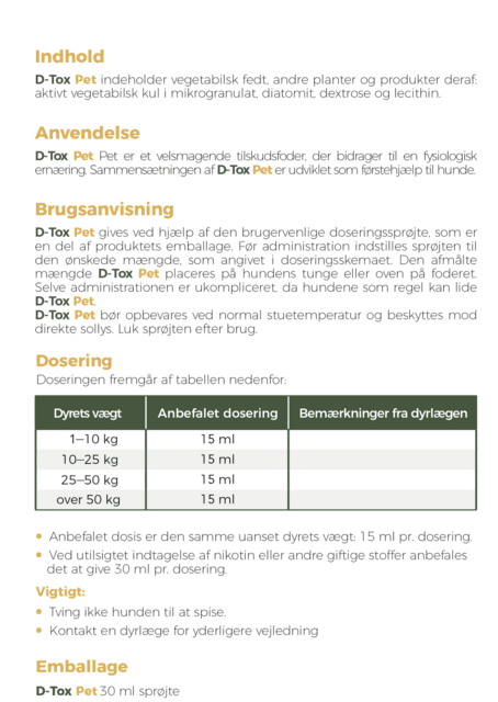 D-Tox Pet – Førstehjælp ved forgiftning hos hunde