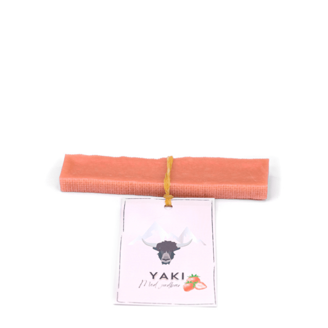 Tyggeben af yakost med jordbær – lang tyggetid til hunde (30–35 g, størrelse S)