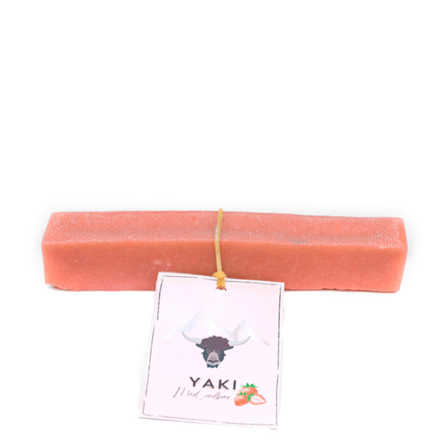 Tyggeben af yakost med jordbær – lang tyggetid til hunde (140–160 g, størrelse XL)