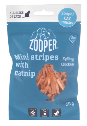 Zooper Catnip Stripes med kylling til katte (50 g)