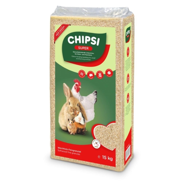 Chipsi Super Fin granulat strøelse til kaniner og større gnavere (15 kg)
