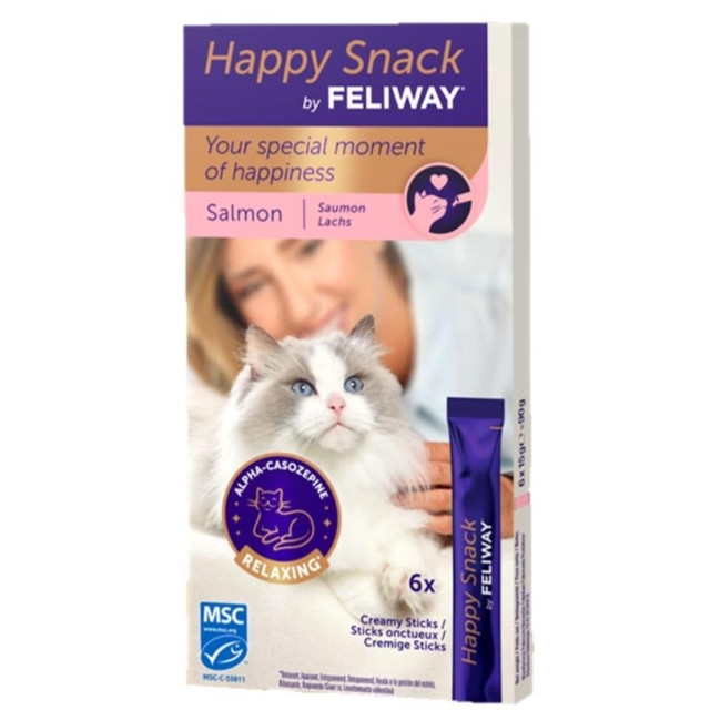 Feliway Happy Snack Laks 6 sticks cremet beroligende snack til kat