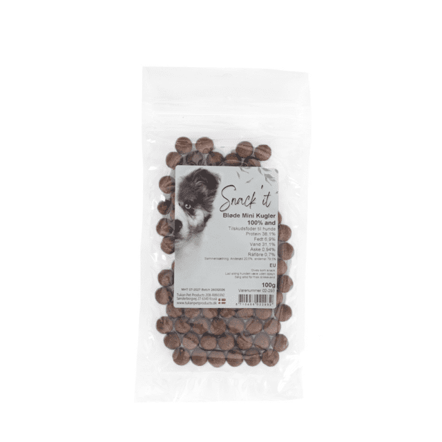 Snack’it Bløde Mini Kugler med and 100 g naturlig hundesnack