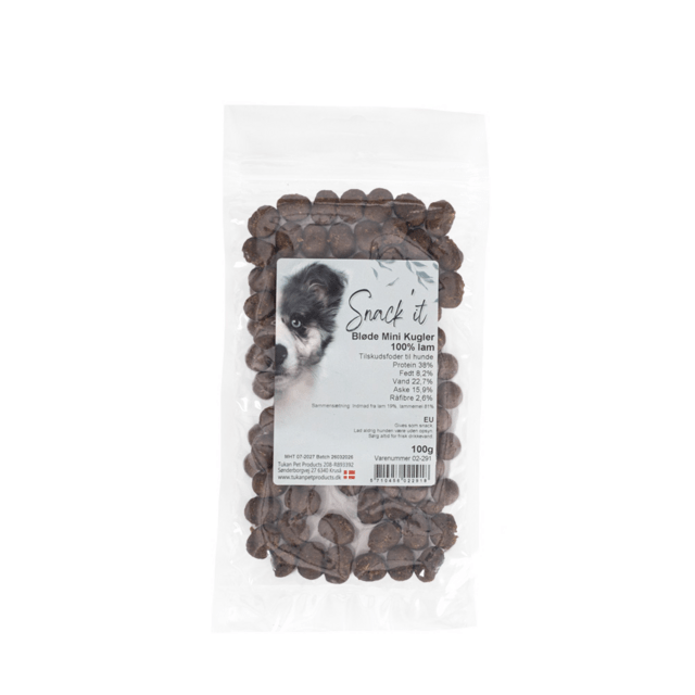 Snackit Bløde Mini Kugler med lam 100 g naturlig hundesnack
