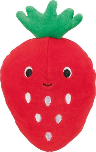 Jolly Paw Strawberry plysbamse 17 cm blødt jordbær legetøj til hund (Outlet)