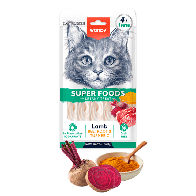 Wanpy Cat Superfoods Creamy Lickable Lam med Rødbede & Gurkemeje 70 g