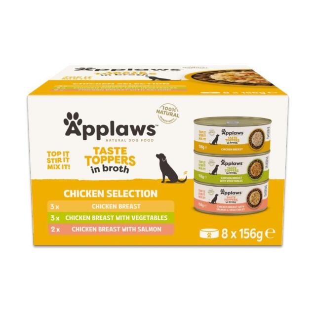 Applaws Multipack Kylling i Bouillon 8 × 156 g | Naturligt vådfoder til hund
