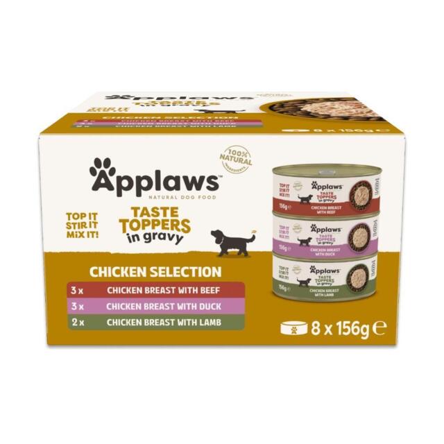 Applaws Multipack Kylling i Sovs 8 × 156 g | Naturligt vådfoder til hund