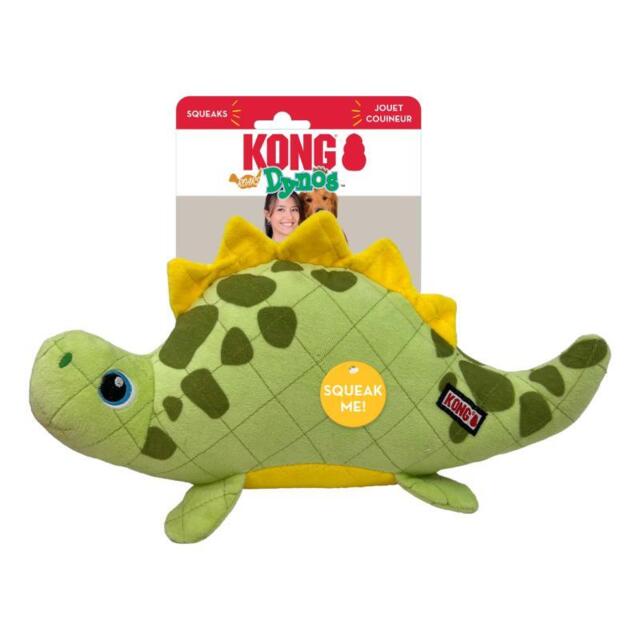 KONG Dynos Roars Green M/L | Plys hundelegetøj med ekstra stor pivelyd