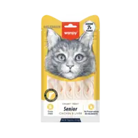 Wanpy Cat Senior Creamy Lickable Chicken & Liver 70 g | Cremet snack til ældre katte