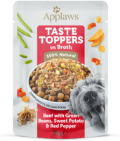 Applaws Dog Taste Toppers - Beef Pouch with Green Beans, Sweet Potato & Red Pepper in Broth 85g