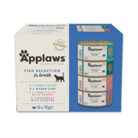 Applaws Cat Tin Fish Selection in Broth 12 × 70 g | Naturligt vådfoder til kat 12x70g